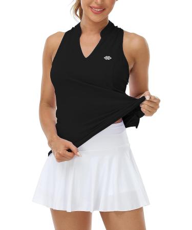 MoFiz Women Racerback Sleeveless Golf Polo Shirt - Black Medium - Buy Online on GoSupps.com