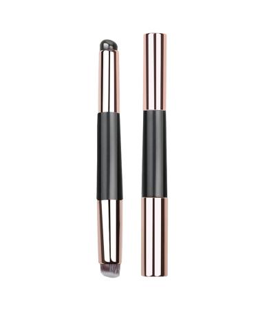 ccuzs Silicone Lip Brush | Silicone Lip Gloss Eyeshadow Applicator Double-Head Silicone Lip Gloss Applicator Reusable Silicone Makeup Brush with Lid for Lip Stick and Concealer Black