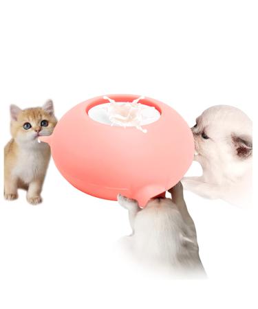 Puppy Feeder for Multiple Puppies,Puppy Milk Feeder,Puppy Bottles for Nursing Puppies,Nursing Station,3/4 Nipples Self Feeding Milk Bowl for Kittens, Rabbits 200ML Pink