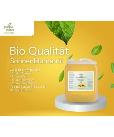 Organic Sunflower Massage Oil - Pagra Natur 1st Cold Pressing | 5L Canister - Premium International Shipping - Buy Online on GoSupps.com