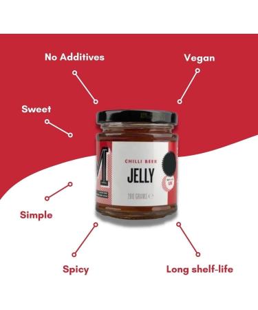 Manfood Chilli Beer Jelly (200g) | Sweet Jelly with a hint of Chilli | Perfect for Cheese | Try in a Gravy or use as a Glaze for Meat or tofu | Made in The UK - Buy Online on GoSupps.com