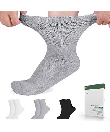 Bulinlulu Diabetic Socks for Women&Men-3 Pairs Bamboo Non Binding Diabetic Ankle Socks Medium White+grey+black Colors Ankle Diabetic Socks-3 Pairs