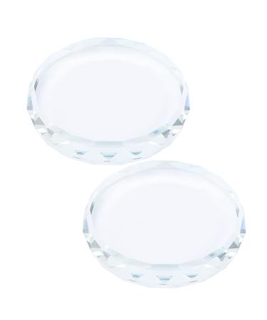 Nail Palettes 2 PCS Nail Art Plate Palette Glass Nail Polish Makeup Palette Color Mixing Palette Nail Art Display Holder Tools