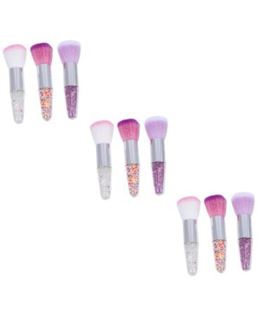 9 Pieces Makeup with Transparent Handle Nail Brush Makeup Brush Powder Makeup Brush Blush for Cheeks Foundation Brush Makeup Accessory Diamond Makeup Tools