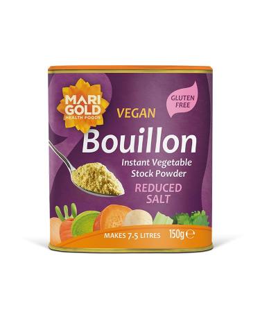Marigold Health Foods Reduced Salt Vegetable Bouillon Poweder - Vegan & Gluten Free - Makes 7.5 litres - 150g (Pack of 2)