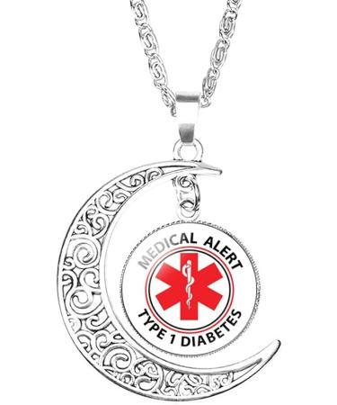 KBNSUIAN Stylish Type 1 Diabetic Sun Moon Necklace for Women - Diabetes Awareness Pendant with Emergency Reminder - Insulin-Dependent Aid Bag Included - Buy Online on GoSupps.com