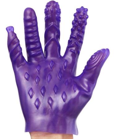 Massage Tool for Men Women Soft Flirt Massage Hand Sleeve Ribbed for Hands Purple