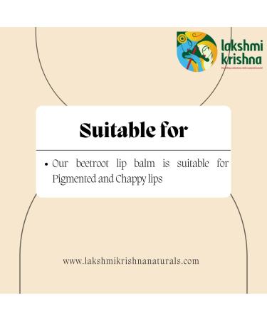 Laksh..mi Natural Beetroot lip balm-6g ||Organic- Natural Safe & Hydrating for All Skin Types Perfect for Dry Chapped Lips || - Buy Online on GoSupps.com