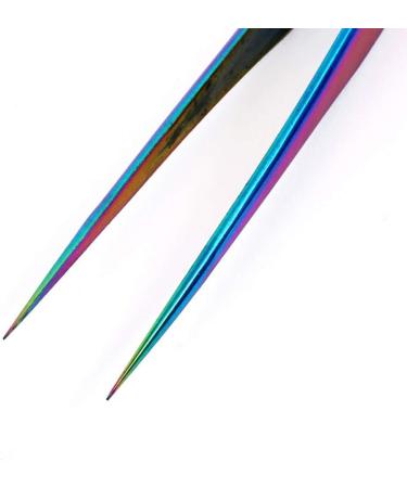 Zhiwenczz Rainbow Stainless Steel Eyelash Tweezers - Professional Multi-Purpose Curved & Straight Pliers for False Lash Extensions - Buy Online on GoSupps.com