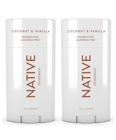 Native Deodorant Coconut & Vanilla Aluminum and Paraben free 2.65 oz (2 pack)