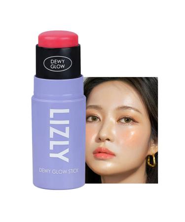 LIZLY Vegan Blush Stick Multi Balm Cheek Stick Korean Make Up Dewy Glow Balm Stick sonrojo (02 Pink)