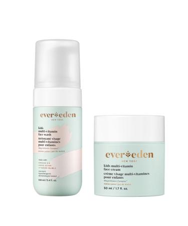Evereden Kids Happy Face Duo (Melon Juice) - Multi-Vitamin Face Wash & Face Cream Set - Clean & Vegan Skin Care for Kids 3+ - Moisturizing Nourishing & Protective Skin Care Set