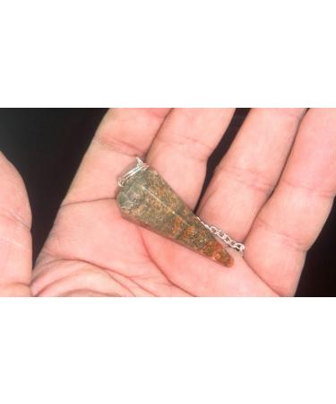 Unakite Crystal Pendulum for Divination Healing and Chakra Balancing - Handcrafted Dowsing Tool with Silver Chain - Spiritual Insights with Unakite Gemstone - Buy Online on GoSupps.com