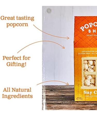 Popcorn Shed Say Cheese! Gourmet Popcorn 60g Gift Box - Gluten Free, Vegetarian, Sugar Free Movie Night Snack - Yellow Cheese Flavor - 55g (Pack of 1) - Buy Online on GoSupps.com