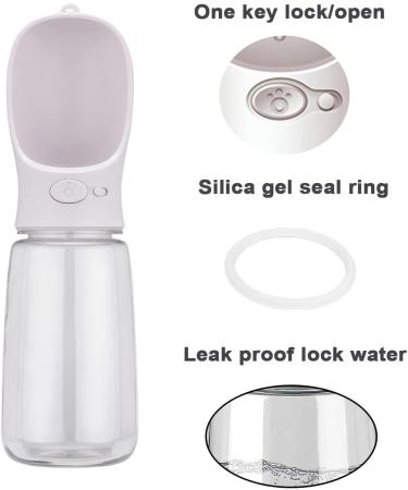 Emwel Large Portable Dog Water Bottle - 550ml Leak-Proof Puppy Dispenser for Pets - White - Buy Online on GoSupps.com
