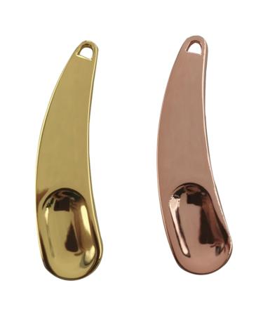 Ipetboom 2 in 1 Makeup Spoon Beauty Scoop Zinc Alloy Facial Cosmetic Spoon Facial Mask Tool Stick Portable For Women 55x1cm Golden