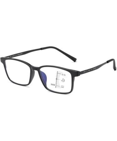 Retro Square Frame TR90 Progressive Multifocus Reading Glasses for Seniors - Anti-Blue Light | Black Blue Frame - Multi Focus +3.00 - Buy Online on GoSupps.com