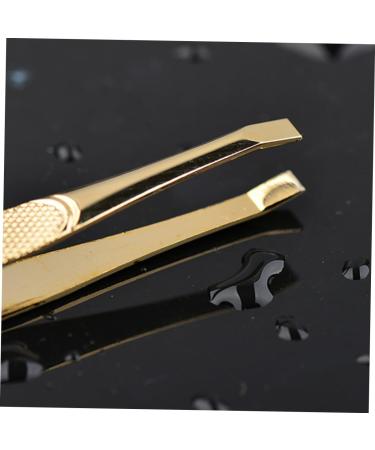 Tweezers Eyelashes Extension Clip Eyebrow Clip Flat Extend medium Golden - Buy Online on GoSupps.com