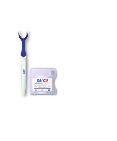 Paro Floss Holder and Paro Riser Floss Mint Waxed Fluoridated Floss 50M