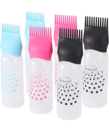 SEWACC Hair Root Comb Applicator Bottle: 6pcs Hair Color Oiling Bottles Hair Dye Bottle Applicator Brush with Graduated Scale Dye and Scalp Treament Essential Hair