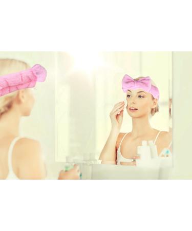 Spa Bow Makeup Headband | High Elasticity Coral Fleece Headband for Women and Girls - Pink - Buy Online on GoSupps.com