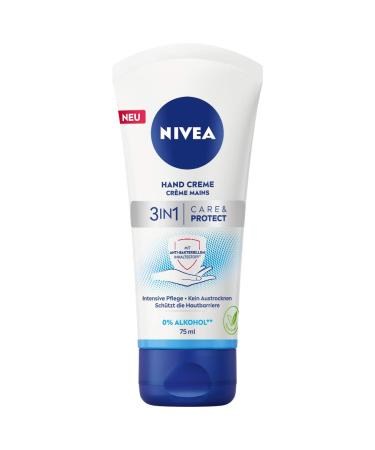 Nivea 3in1 Care & Protect Hand Creme for stressed skin through hand hygiene skin care for normal to dry hands with anti-bacterial effect* 1 ml (1 Pack) - Buy Online on GoSupps.com