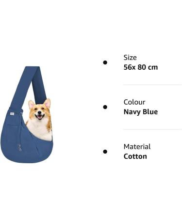 FDJASGY Small Pet Sling Carrier- Hands Free Reversible Papoose Bag with Safety Belt for Dog Cat - Navy Blue - Buy Online on GoSupps.com