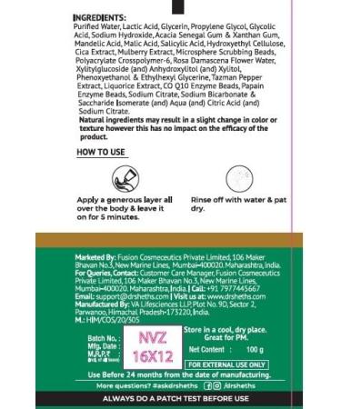 Dr. Sheth's Gulab & 2% Glycolic Acid Exfoliating Body Peel - Tan Removal | 100g | Unisex Skincare - Buy Online on GoSupps.com