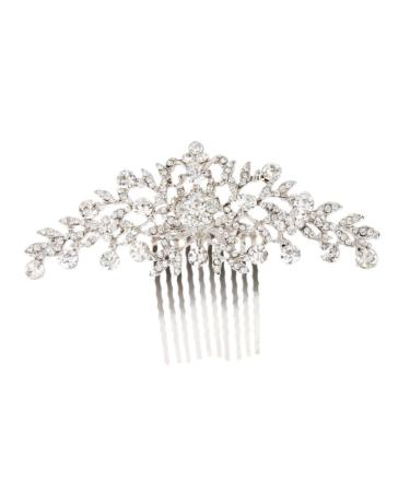 Angoily Diamond Headpiece Hair Accessories for Women Prom Crystal Headpiece Womens Accessories Crystal Hair Comb Clips with Teeth Grip Silver Headpiece Hair Piece Women's Vintage