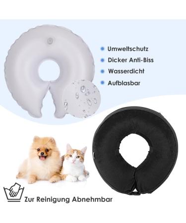 NASJAC Adjustable Inflatable Dog & Cat Collar | Leak-Proof Soft Comfortable | Quick Lock for Post-Op Wound Protection - Black - Buy Online on GoSupps.com