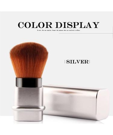 Retractable Powder Brush Travel Nail Dust Brush Portable Makeup Brush with Cover Silver Manicure tackle - Buy Online on GoSupps.com