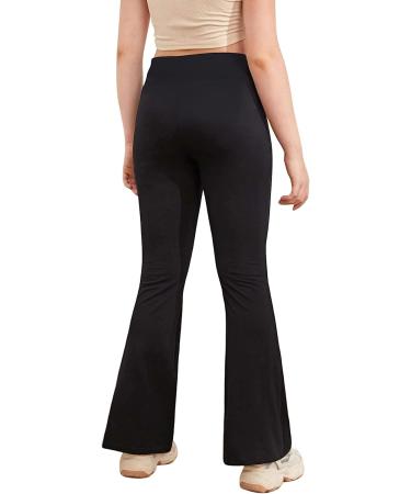Girls Cross High Waisted Flare Yoga Pants - Black, Size 11-12 Years | Full Length Bell Bottom Leggings - Buy Online on GoSupps.com