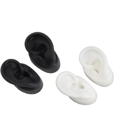 Silicone Ear Model Simulation Left Right Silicone Ear Model Reusable 2 Pair for Practice (Black and White) - Buy Online on GoSupps.com