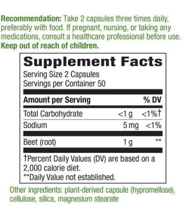 Nature's Way Beet Root 1000 mg - 100 Vegan Capsules for Energy & Health - Buy Online on GoSupps.com