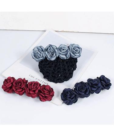 Women's Hair Bun Cover Net Snood Hairnet Bow Barrette French Hair Clip - Fine Mesh Navy Blue Hair Accessory - Buy Online on GoSupps.com