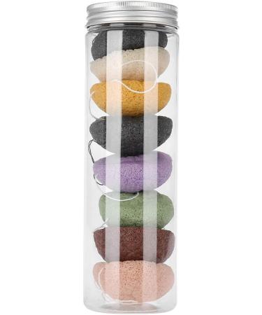 Konjac Wash Face Flutter Set - 8pcs Round Type Body Sponges for Deep Pore Cleansing and Exfoliation - Buy Online on GoSupps.com
