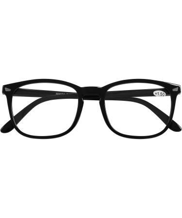 DOOViC Blue Light Filter Reading Glasses - Prescription Square Frame | Large Lenses 3.5x - Black - Buy Online on GoSupps.com