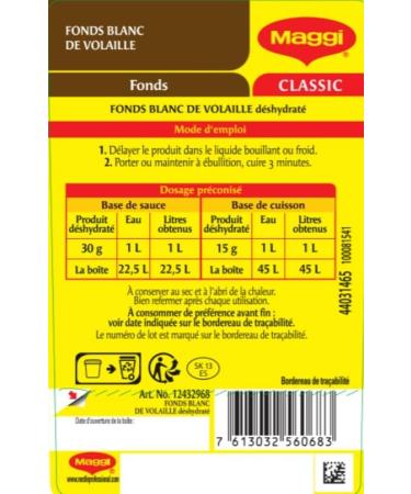 MAGGI Professional White Dehydrated Poultry Fund - Dehydrated Base - Sauce - Cooking Base - Box of 675 g for 22.5 L to 45 L o - Buy Online on GoSupps.com