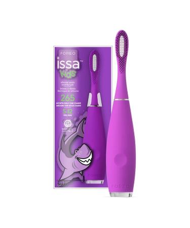 Foreo Issa Kids Ultrahygienic electrical sound toothbrush made of silicone children's toothbrushes 5 12 teeth gums cheeks & tongue oral care waterproof 265 days/USB charging 2-year guarantee Merry Berry Shark