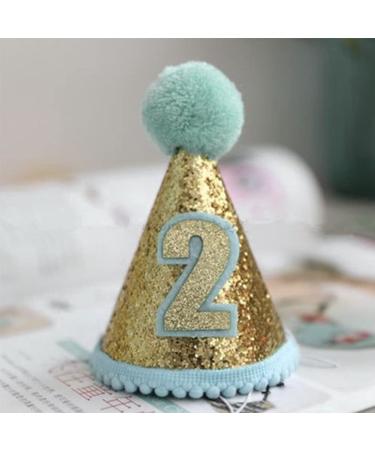 Party Hat Dog Puppy Party Cat Costume Sequins Hat Headwear Accessory Birthday Party Pet Supplies (Blue 2years)