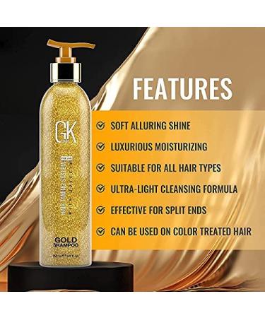 Buy GK Hair Global Keratin Gold Shampoo 250ml - Free Moisturizing Conditioner 10ml | Nourish & Protect Hair with Argan Oil & Shea Butter | International Shipping - Buy Online on GoSupps.com