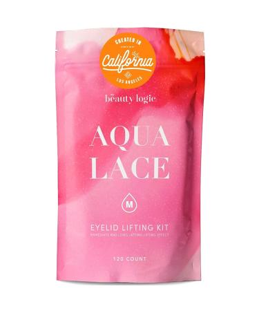 Beauty Logic Aqua Lace Eyelid Lifting Kit  120 Invisible Lifter Tape Strips  Instant Natural Self Adhesive Upper Eye Lid Lift Double Stickers for Hooded Droopy Puffy Uneven Eyes Medium