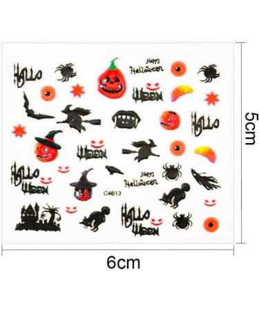 24 Sheets Halloween Nail Art Sticker Set - Self-Adhesive Skull Pumpkin and Bat Nail Art Decals for Manicure Design and Decoration - Buy Online on GoSupps.com