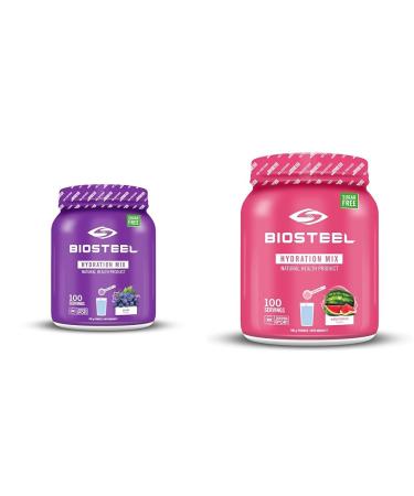 BioSteel Hydration Mix (Grape Flavor + Watermelon Flavor) | Great Tasting Zero Sugar Hydration | 200 Servings 700 g (Pack of 1) Hydration Mix+Hydration Mix Watermelon