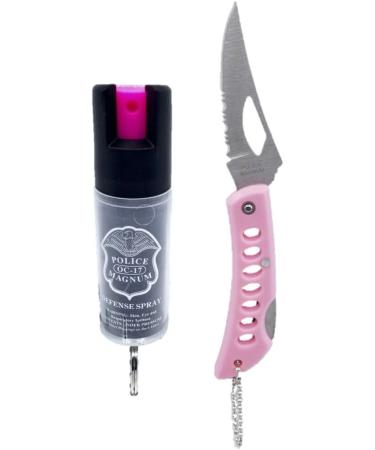 Police Magnum Mini Pepper Spray Self Defense Safety Tool with Keyring Holder - Made in USA - 1/2oz Pink Pocket Knife Solution - Buy Online on GoSupps.com