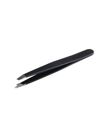 Browgame Signature Slanted Tweezer - Expertly Designed Brow Grooming Tool - Easy Grip Handle For Precise Hair Removal - Extra Sharp Plucking Tool For Easy  Painless Hair Removal - Blackout - 1 Pc