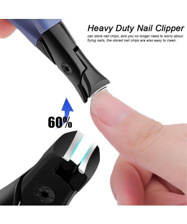 Nail Clippers for Thick Nails Wide Jaw Nail Cutter Toe Nail Clippers with Nail File Ultra Sharp Curved Splash Proof Trimmer for Adults Men Women Seniors Blue - Buy Online on GoSupps.com