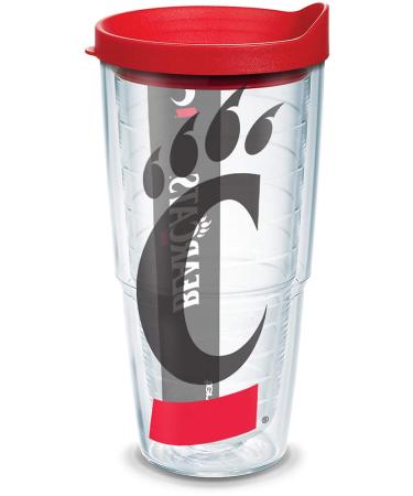 Tervis Made in USA Double Walled University of Cincinnati Bearcats Insulated Tumbler Cup Keeps Drinks Cold & Hot, 16oz Mug, Emblem - Quartz Cincinnati Univ Colossal 24oz