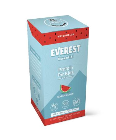 Everest Essential Kid's Clear Whey Protein Powder (Watermelon 10 Packets) Protein Drink Mix for Kids Electrolytes for Kids 8g Protein Per Serving Non GMO Zero Added Sugar