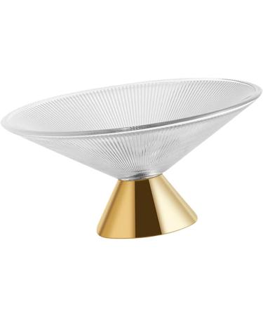 Ioensy Glass Fruit Bowl Decorative Glass Bowl Pedestal Bowl for Kitchen Counter Centerpiece Lines Gold - Buy Online on GoSupps.com